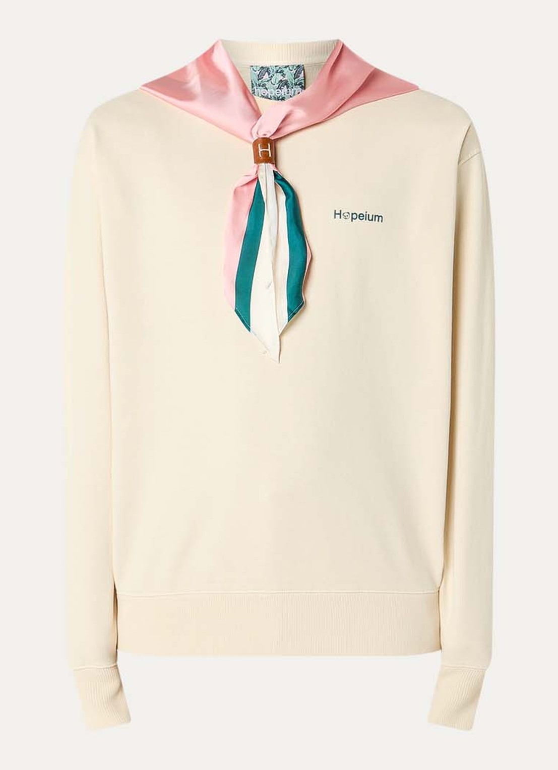 Hopeium Sweater met logo- en backprint - voorkant 3 creme