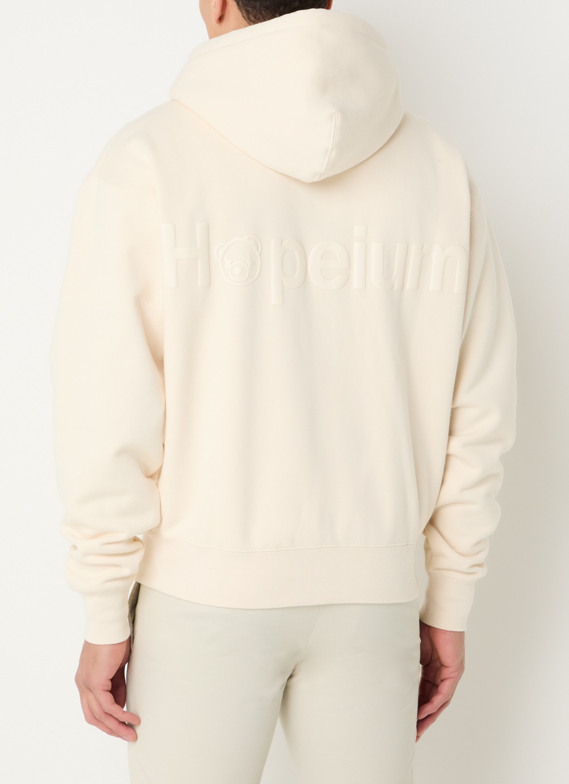 Hopeium Sweatvest met logo- en backprint - achterkant 3 creme