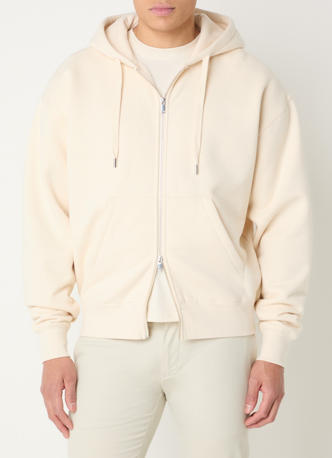 Hopeium Sweatvest met logo- en backprint - detail 4 creme