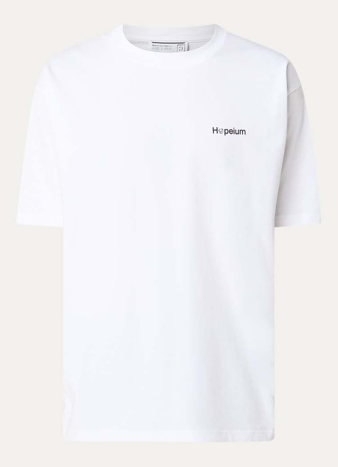 Hopeium T-shirt met logo- en backprint - voorkant 3 wit