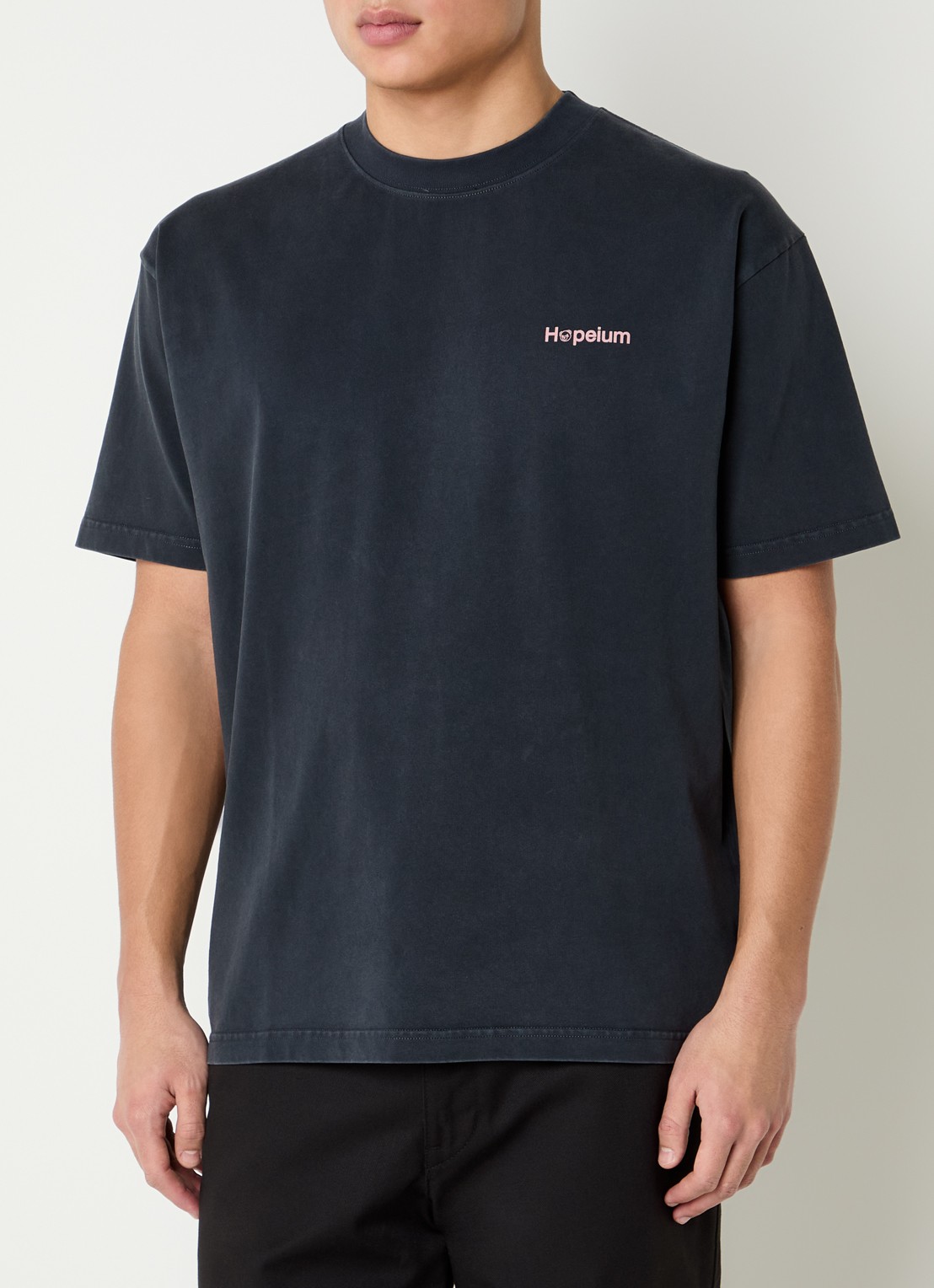 Hopeium T-shirt met logo- en backprint - achterkant 2 antraciet