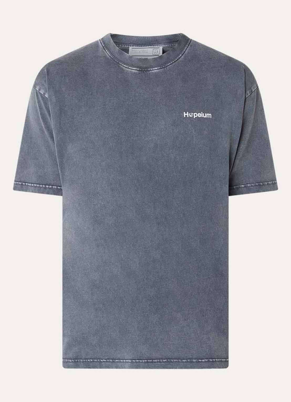 Hopeium T-shirt met logo- en backprint - voorkant 3 donkergrijs