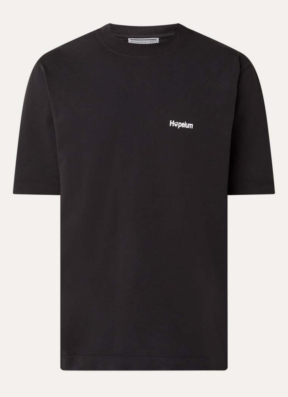 Hopeium T-shirt met logo- en backprint - voorkant 3 zwart