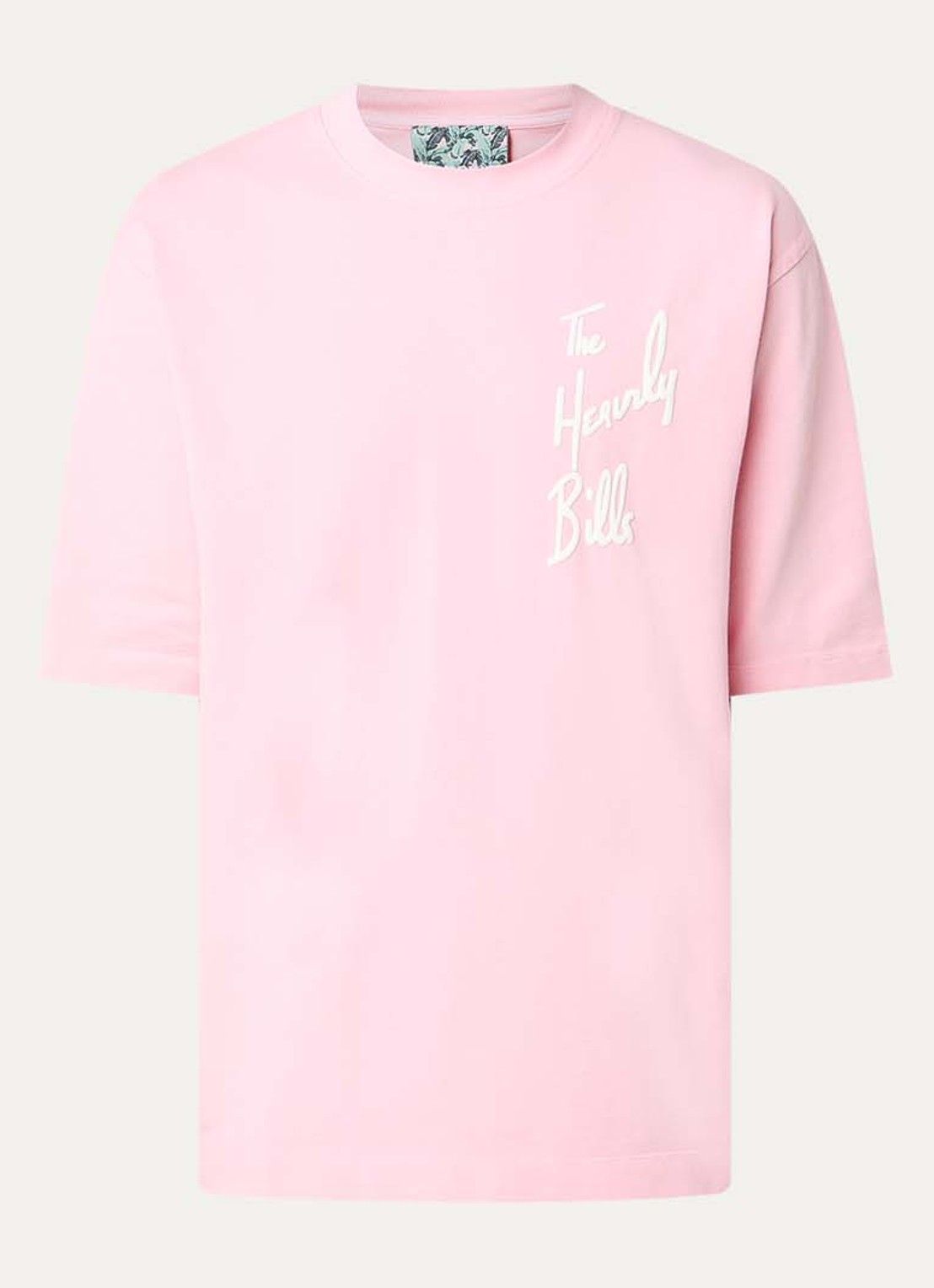 Hopeium T-shirt met logoprint - voorkant zalmroze