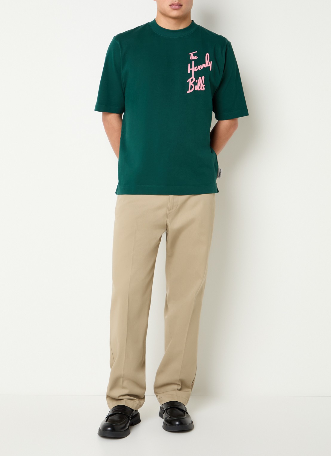 Hopeium T-shirt met logoprint - voorkant 2 groen