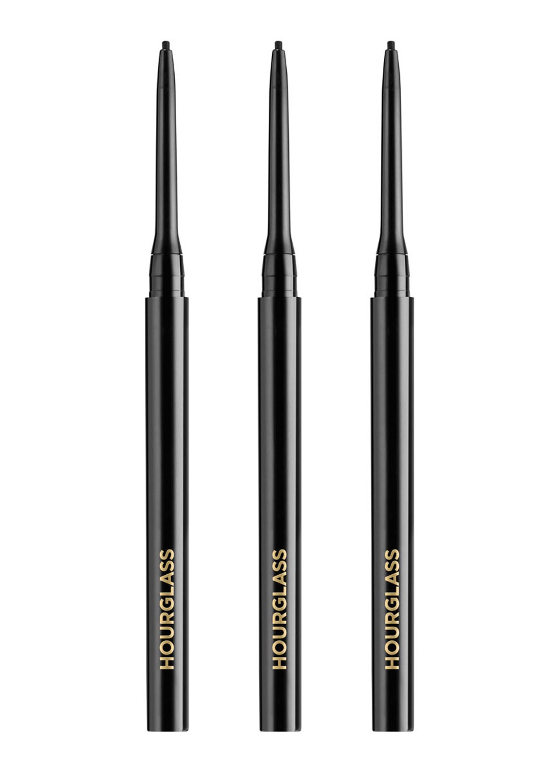 Hourglass 1.5MM™ Mechanical Gel Eye Liner Obsedian Black 3-pack - waterproof gel eyeliner set van 3 - voorkant obsidian