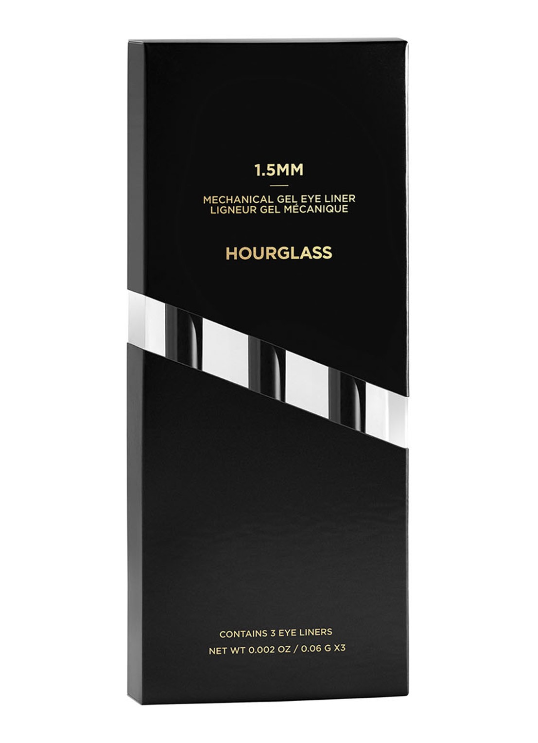 Hourglass 1.5MM™ Mechanical Gel Eye Liner Obsedian Black 3-pack - waterproof gel eyeliner set van 3 - voorkant 2 obsidian
