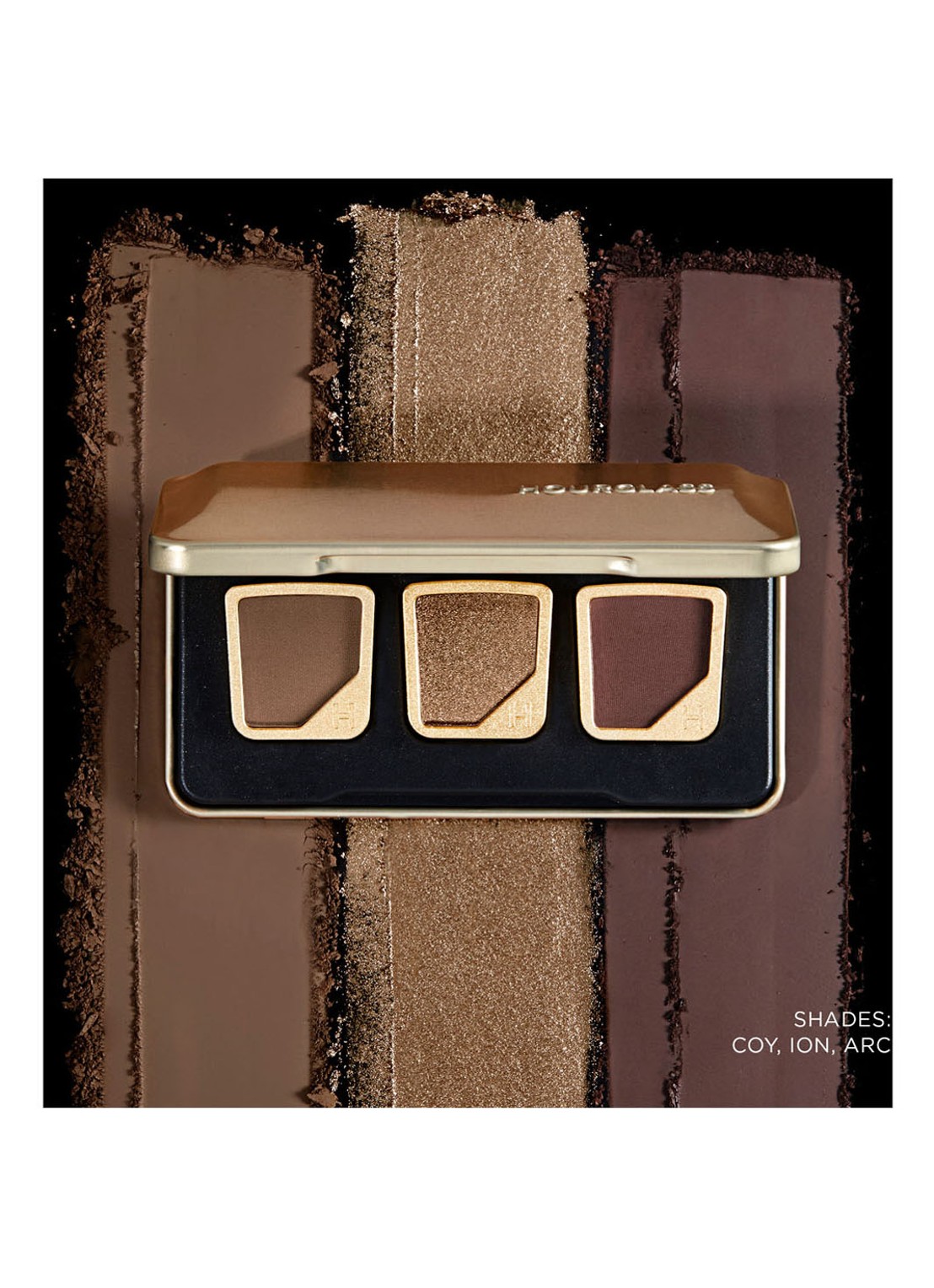 Hourglass Curator 3-Pan Palette - leeg oogschaduw palette - detail 5 zwart/goud