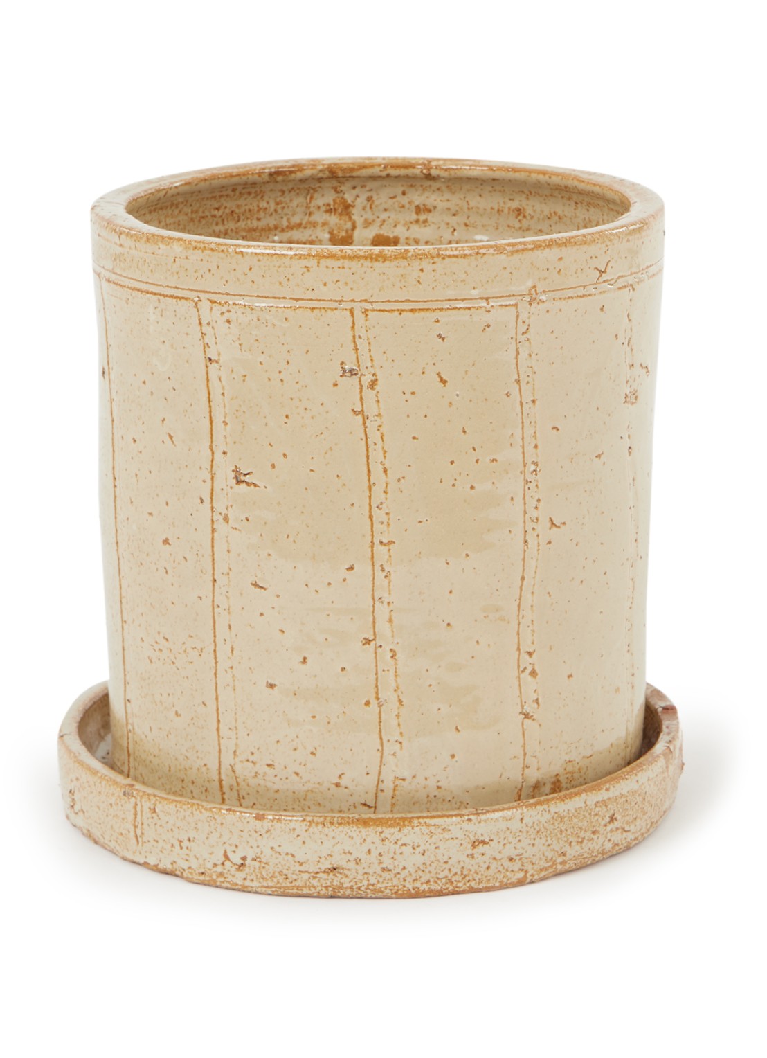 House Doctor Julian bloempot van keramiek voor binnen Ø 22 cm - voorkant beige