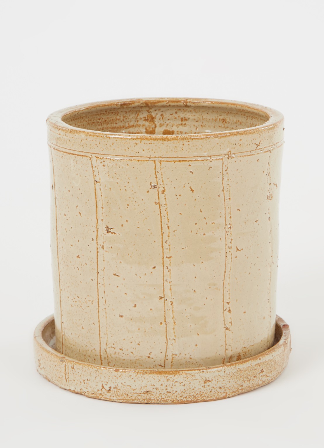 House Doctor Julian bloempot van keramiek voor binnen Ø 22 cm - voorkant 2 beige