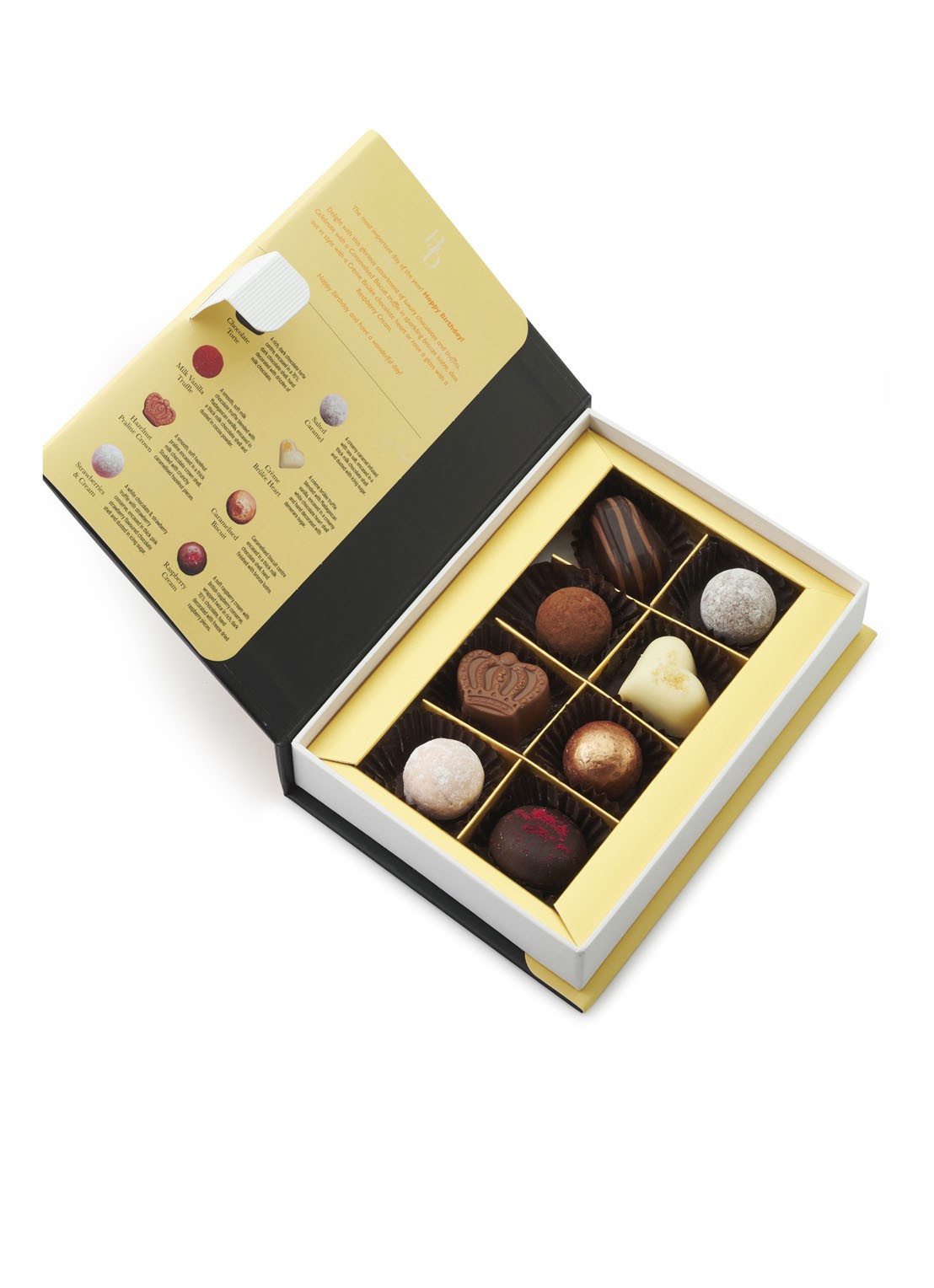 House of Dorchester Happy Birthday Book Box chocolade bonbons 8 stuks - voorkant 3 undefined