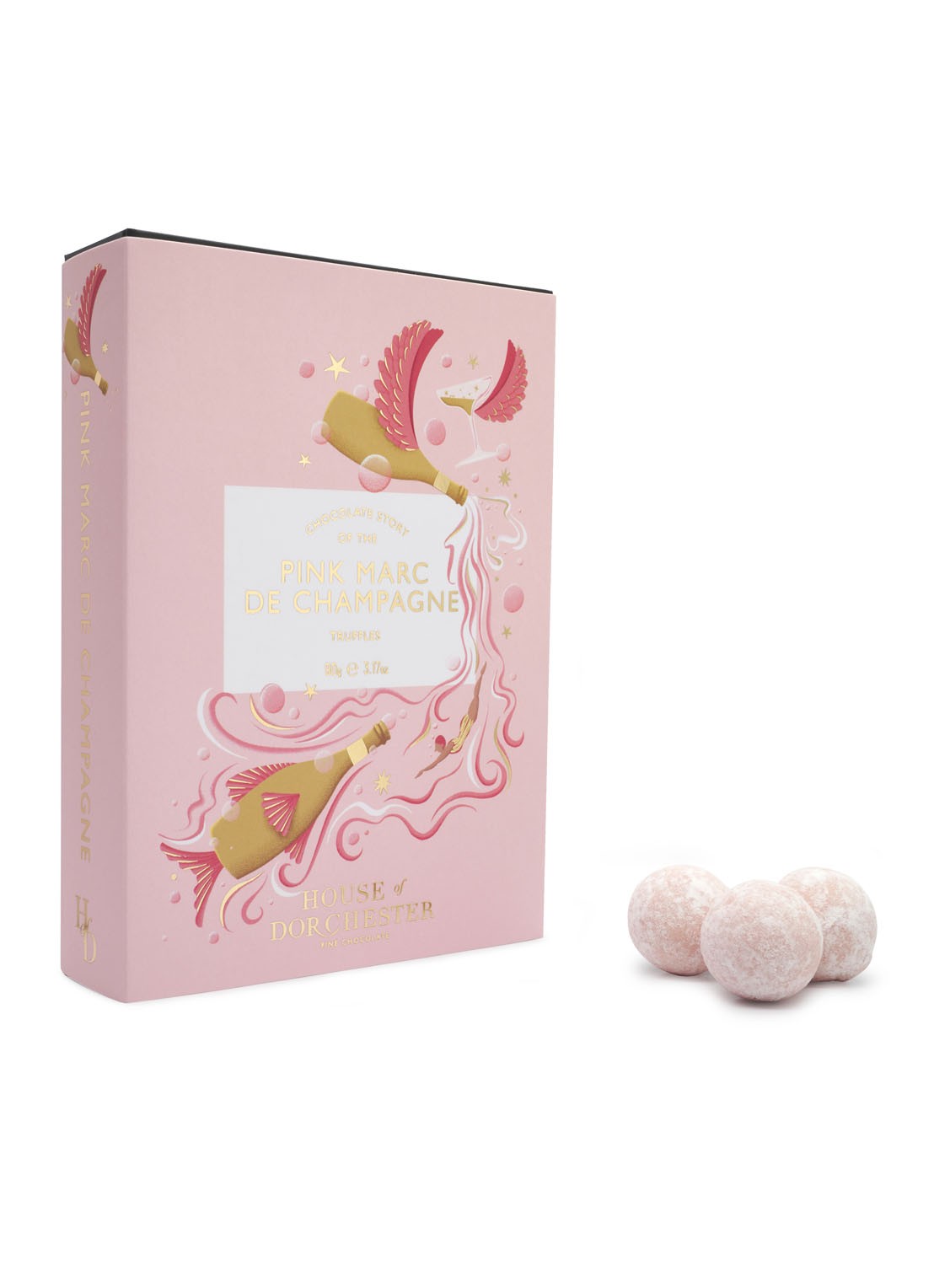 House of Dorchester Pink Champagne Truffles Book Box chocolade truffels 8 stuks - voorkant 2 undefined