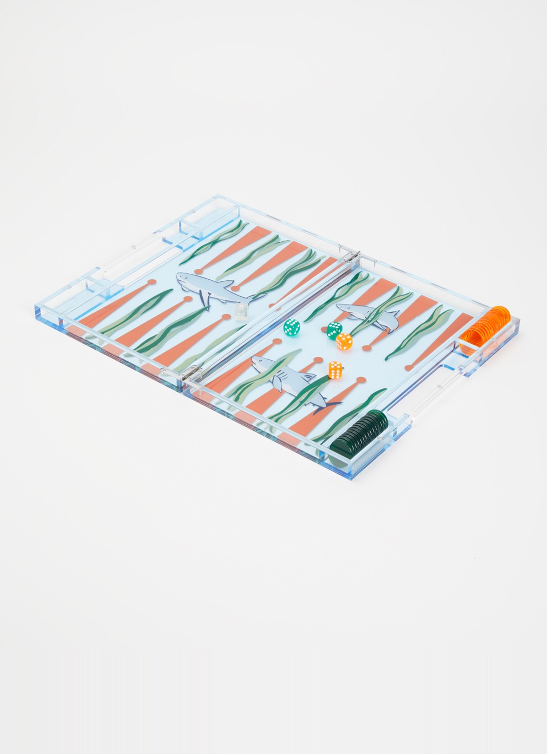 House of Nobilique Backgammon bordspel van acryl - detail blauw