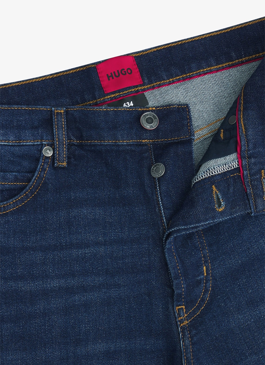 HUGO 634 slim fit jeans met donkere wassing - detail 4 indigo