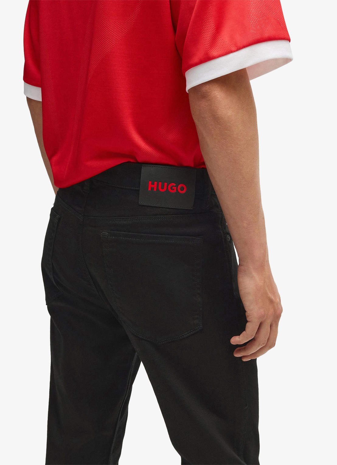 HUGO 708 slim fit jeans met gekleurde wassing - detail 4 zwart