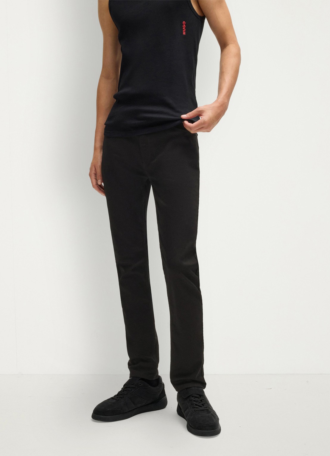 HUGO 734 extra slim fit jeans met gekleurde wassing - detail 4 zwart
