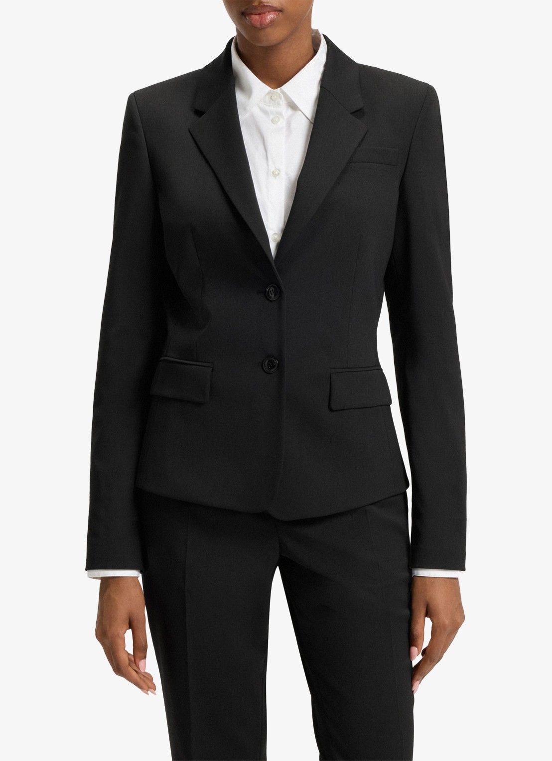 HUGO Aredana blazer in wolblend met schoudervulling - detail 4 zwart