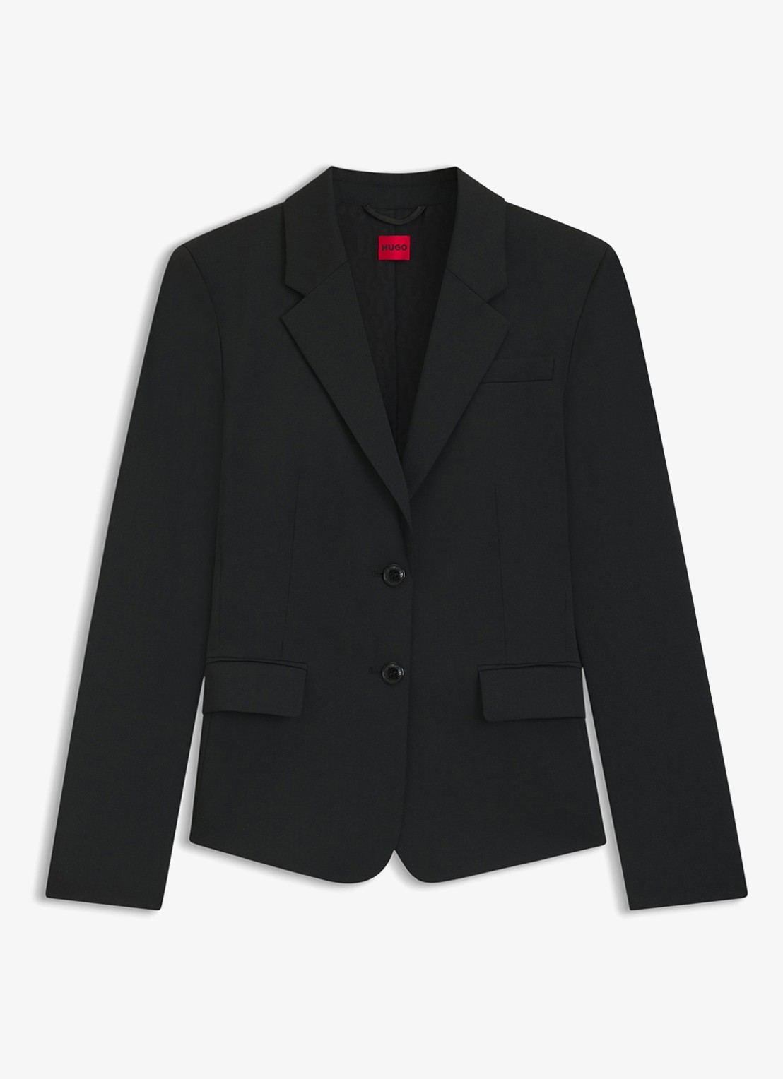 HUGO Aredana blazer in wolblend met schoudervulling - voorkant zwart