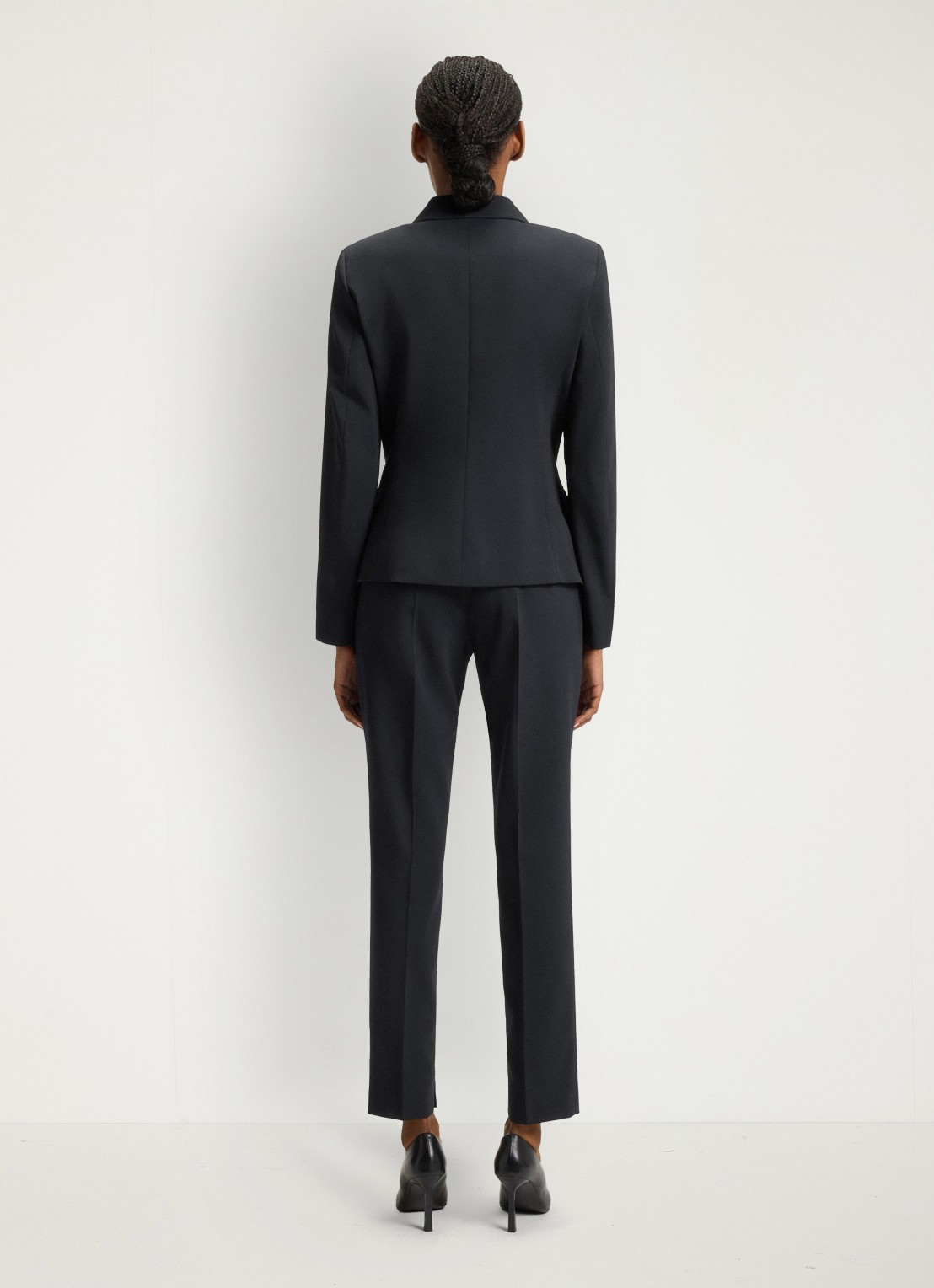 HUGO Aredana blazer in wolblend met schoudervulling - achterkant donkerblauw