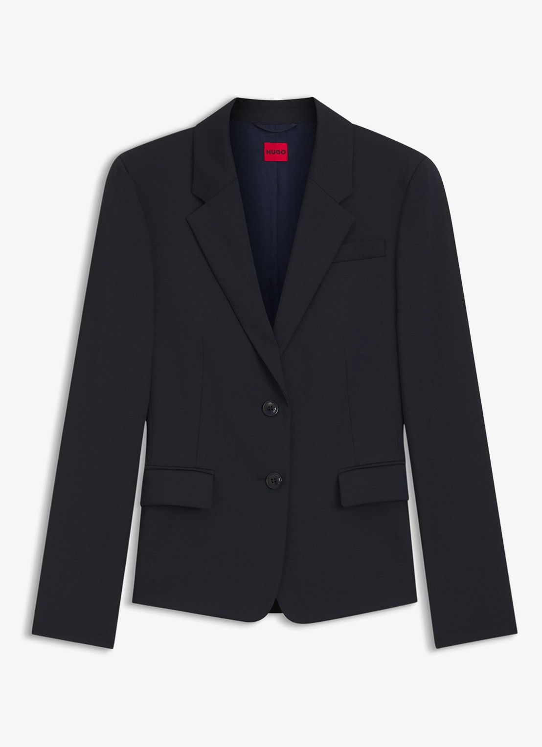 HUGO Aredana blazer in wolblend met schoudervulling - voorkant 5 donkerblauw