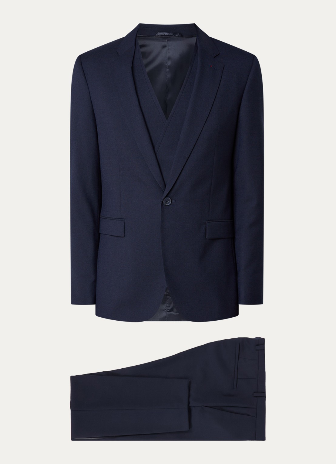 HUGO Arti/Hesten slim fit 3-delig pak in scheerwolblend - voorkant 4 donkerblauw