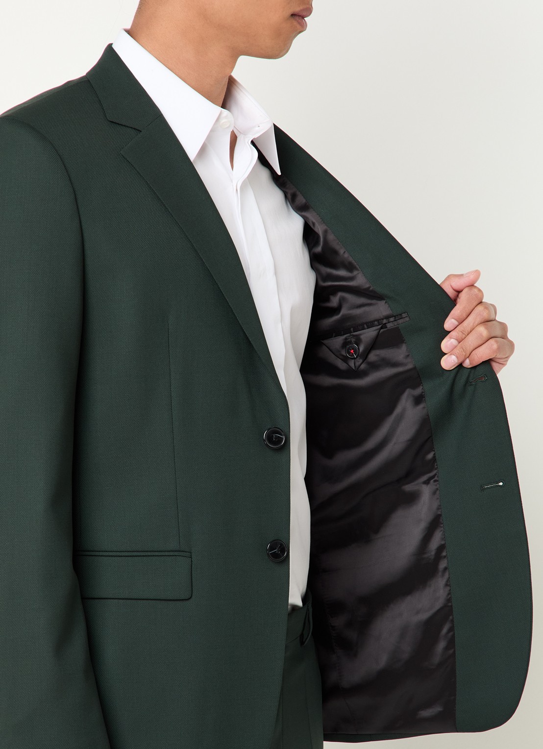 HUGO Arti-Hesten253X slim fit 2-delig pak in scheerwolblend - detail 4 groen