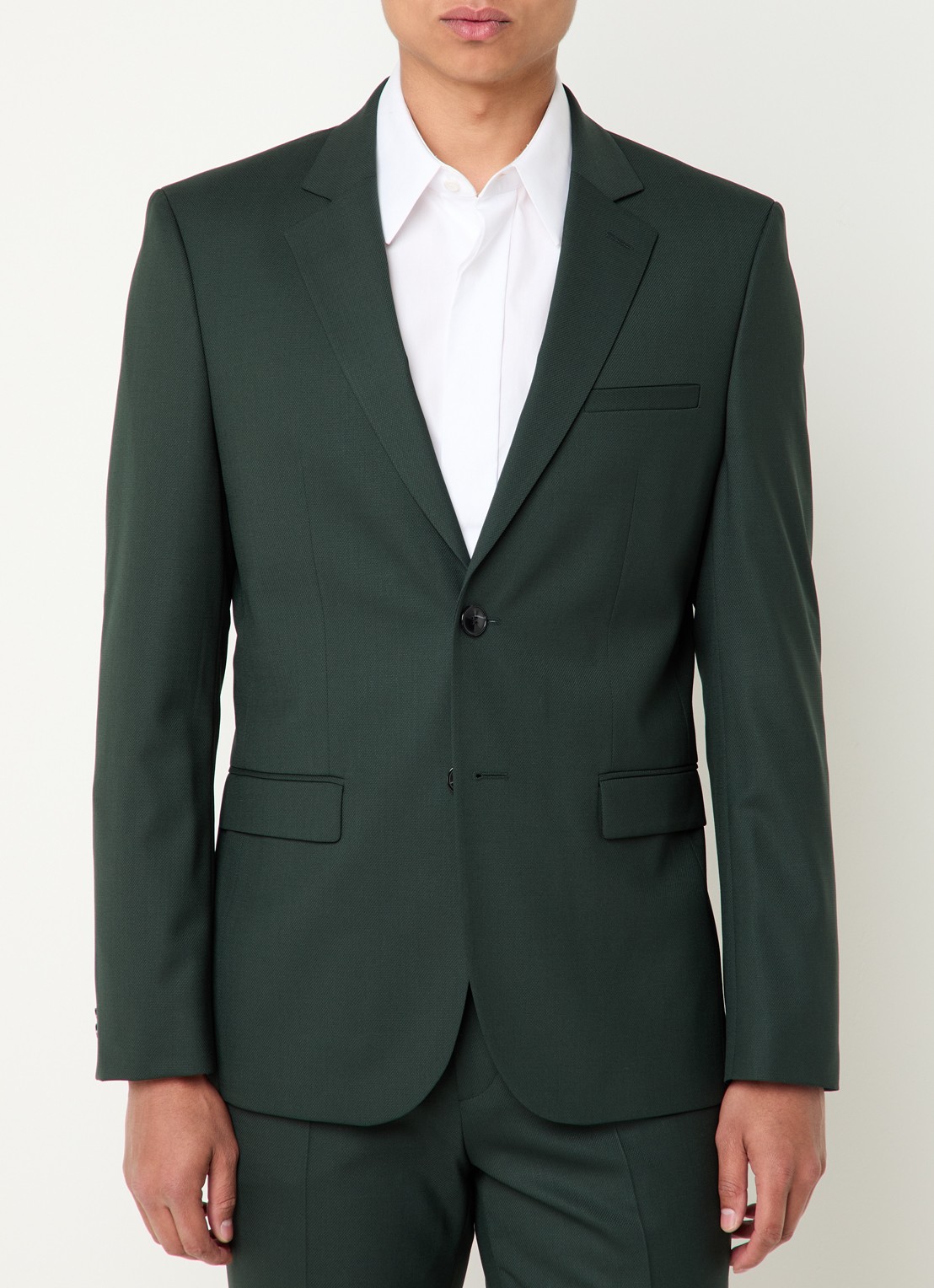 HUGO Arti-Hesten253X slim fit 2-delig pak in scheerwolblend - voorkant 2 groen