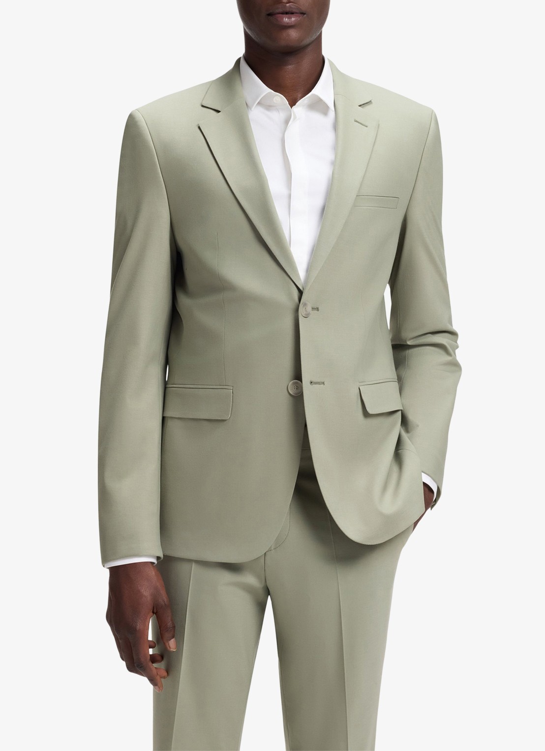 HUGO Arti-Hesten253X slim fit 2-delig pak in wolblend - voorkant 3 light/pastel green-337 / groen