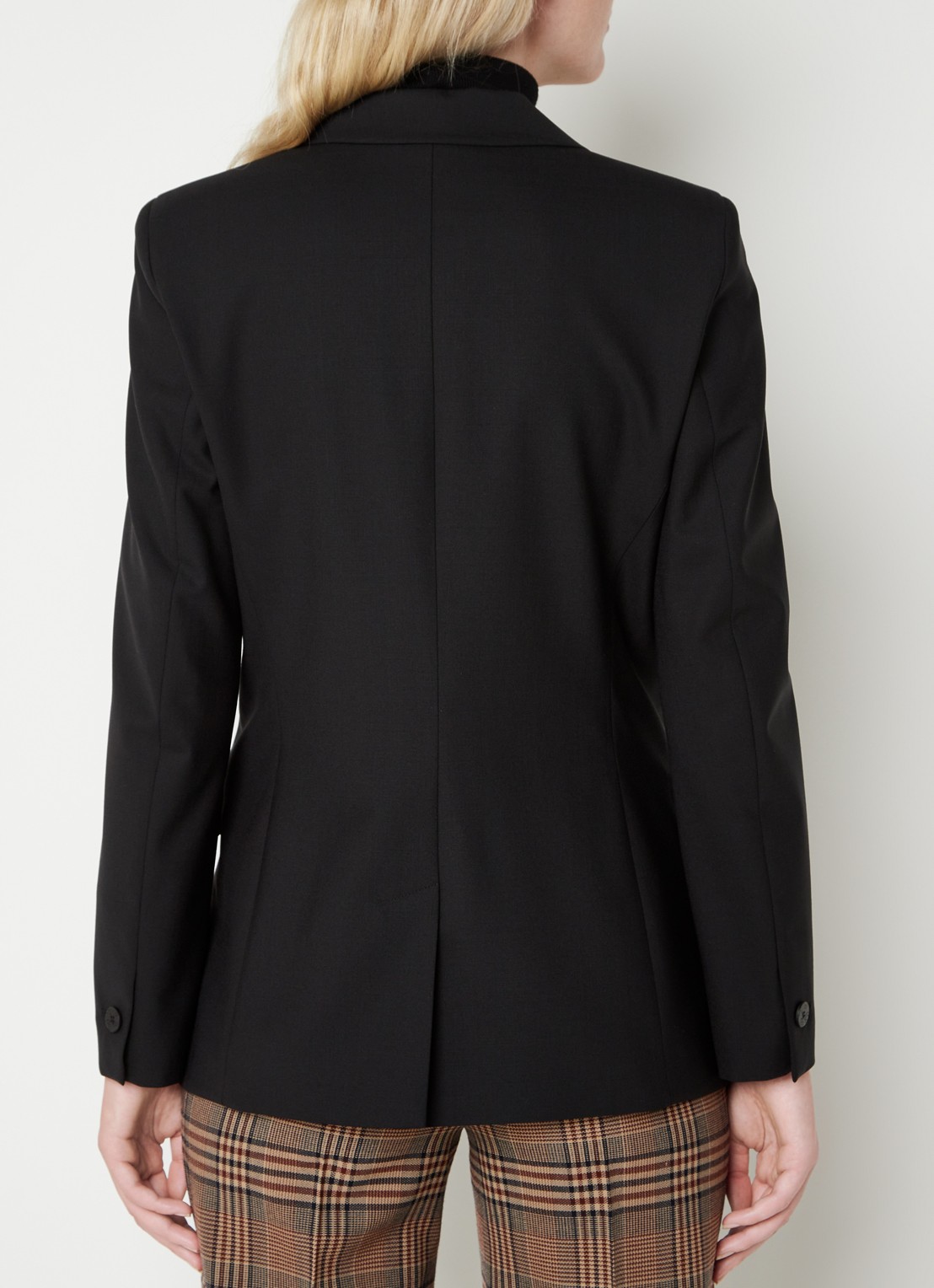 HUGO Atana blazer in wolblend met klepzakken - achterkant zwart