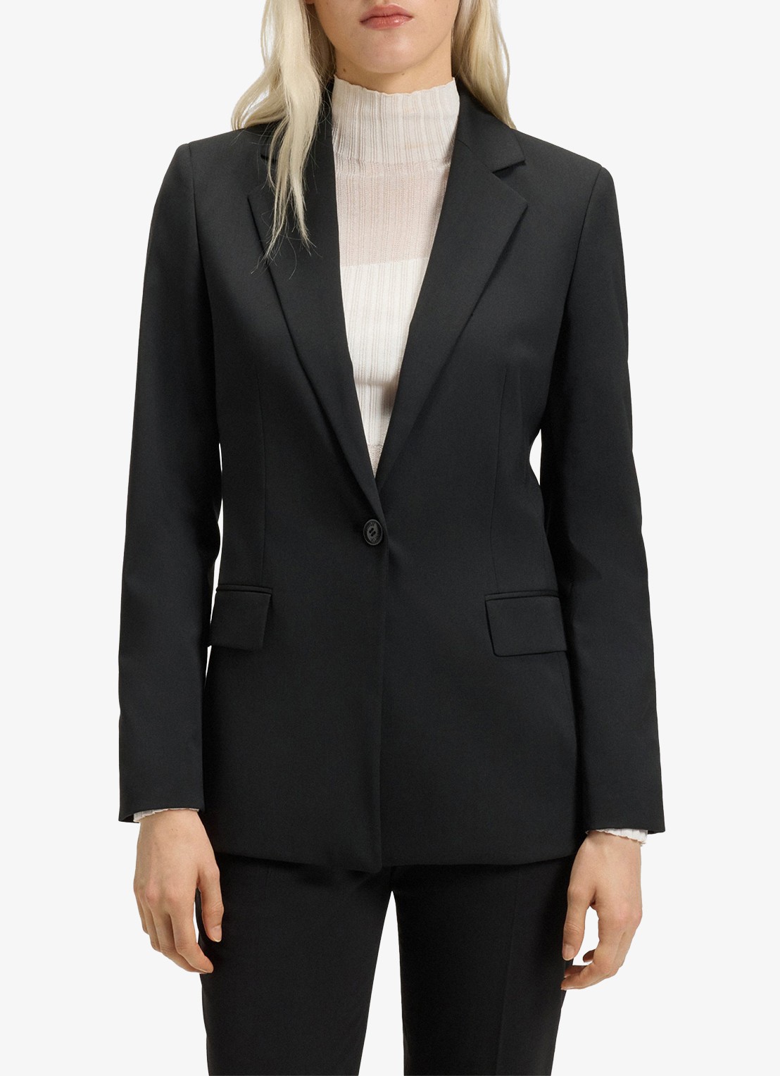 HUGO Atana blazer in wolblend met klepzakken - detail 4 zwart