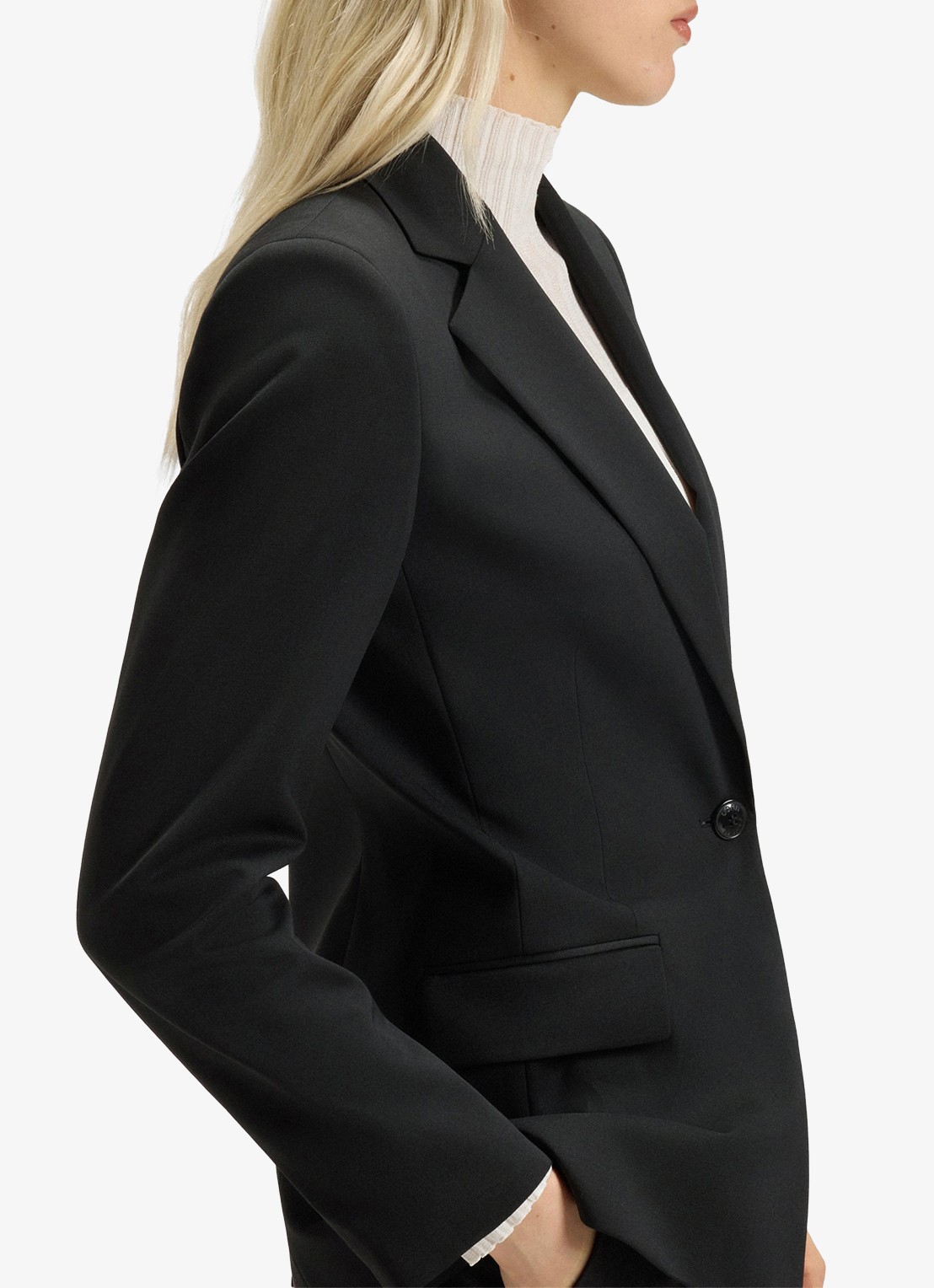 HUGO Atana blazer in wolblend met klepzakken - detail 5 zwart