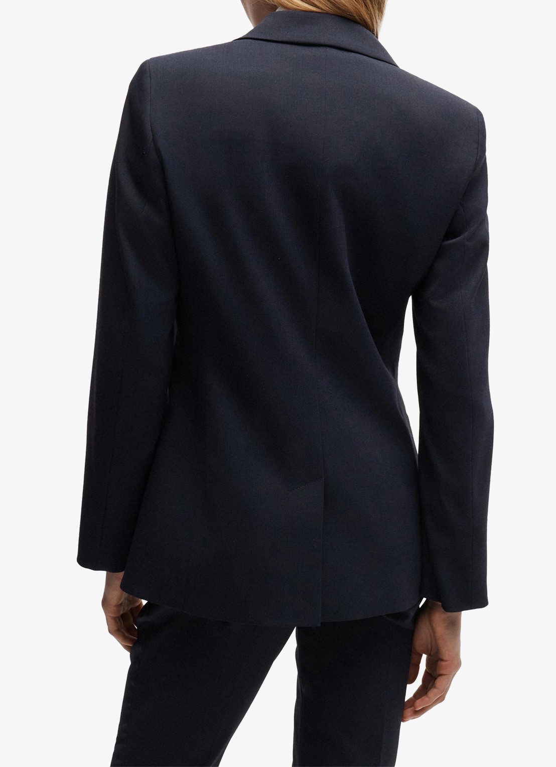HUGO Atana blazer in wolblend met klepzakken - achterkant 6 donkerblauw