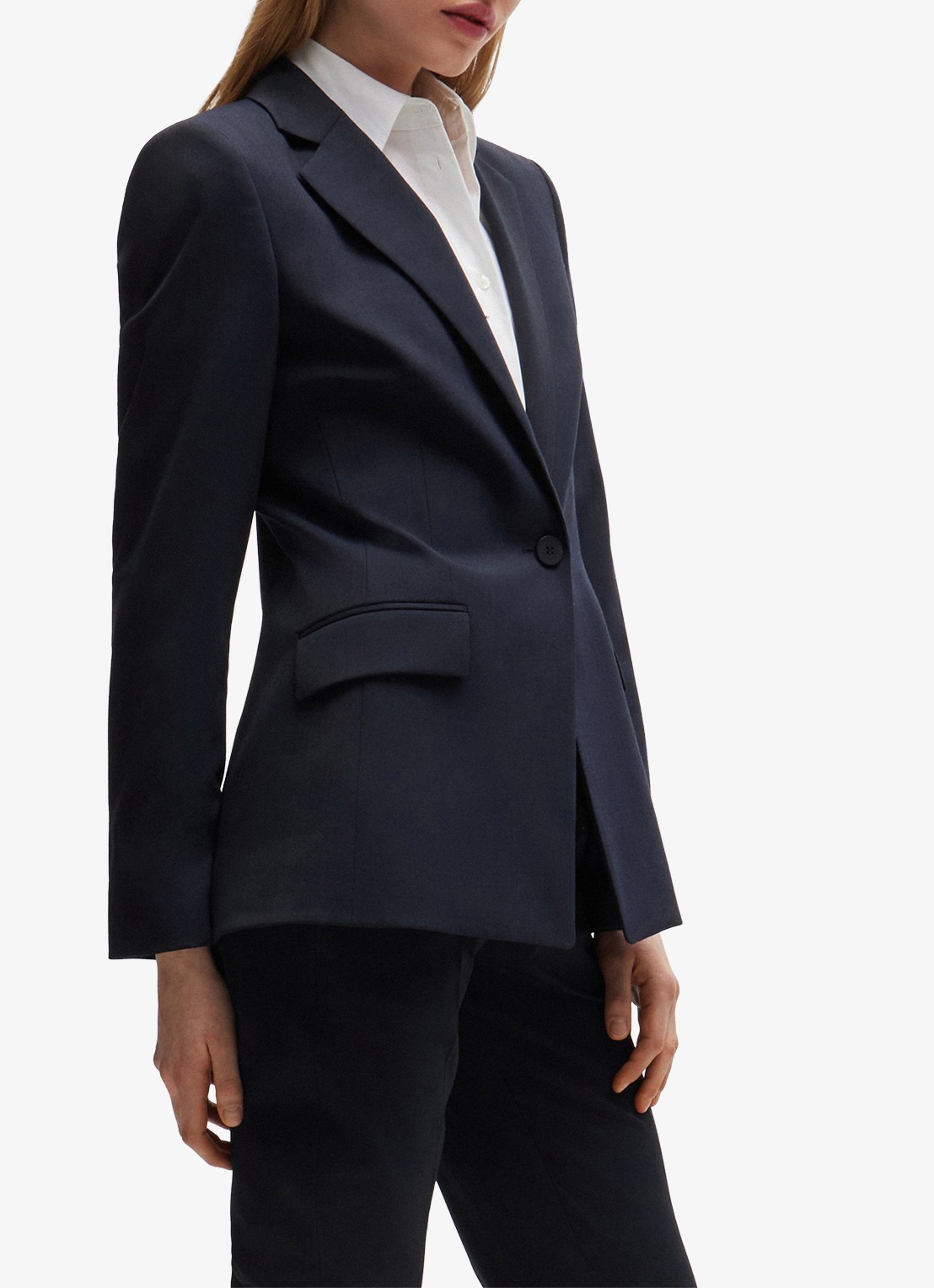 HUGO Atana blazer in wolblend met klepzakken - detail 3 donkerblauw