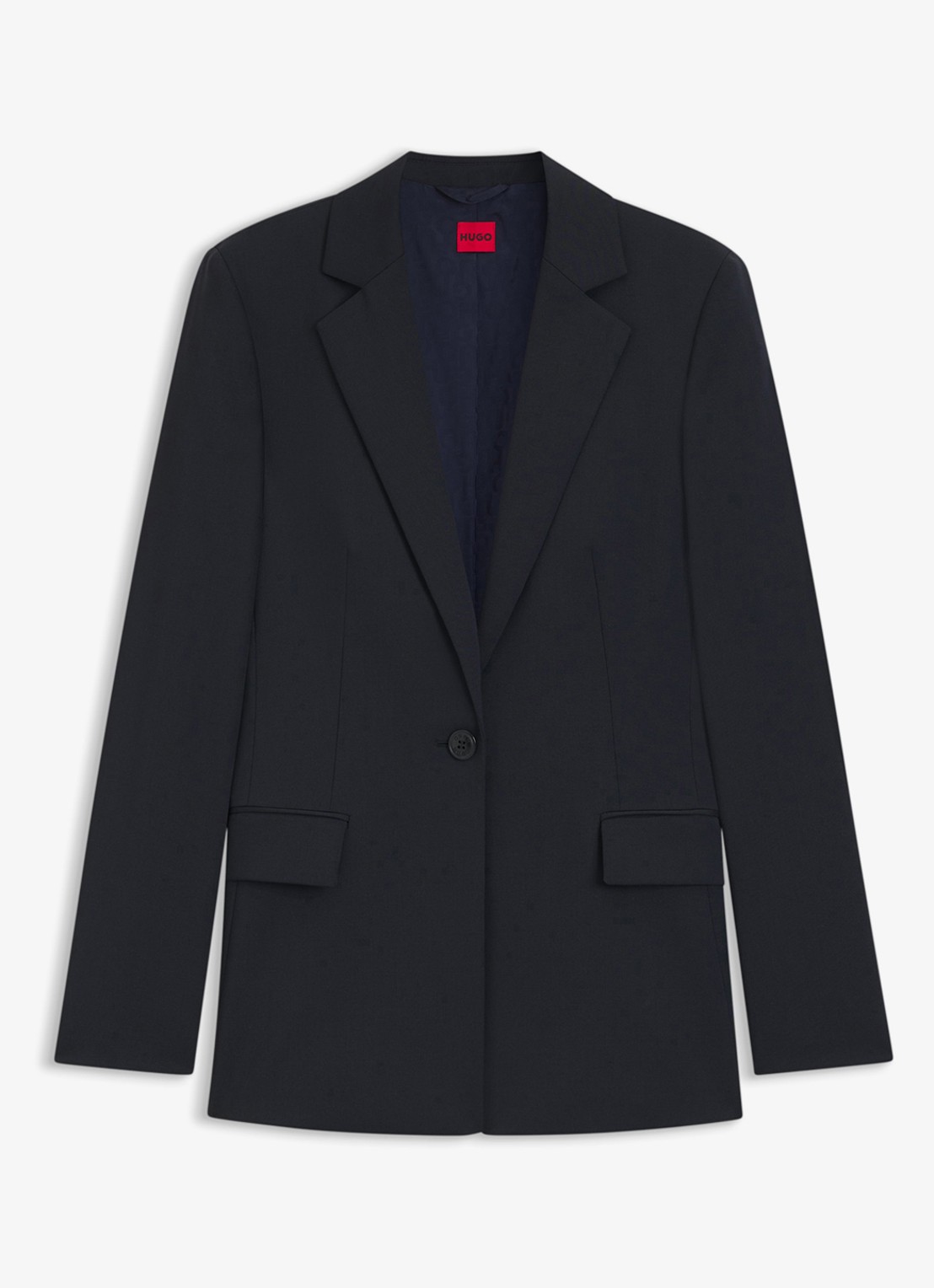 HUGO Atana blazer in wolblend met klepzakken - voorkant 4 donkerblauw