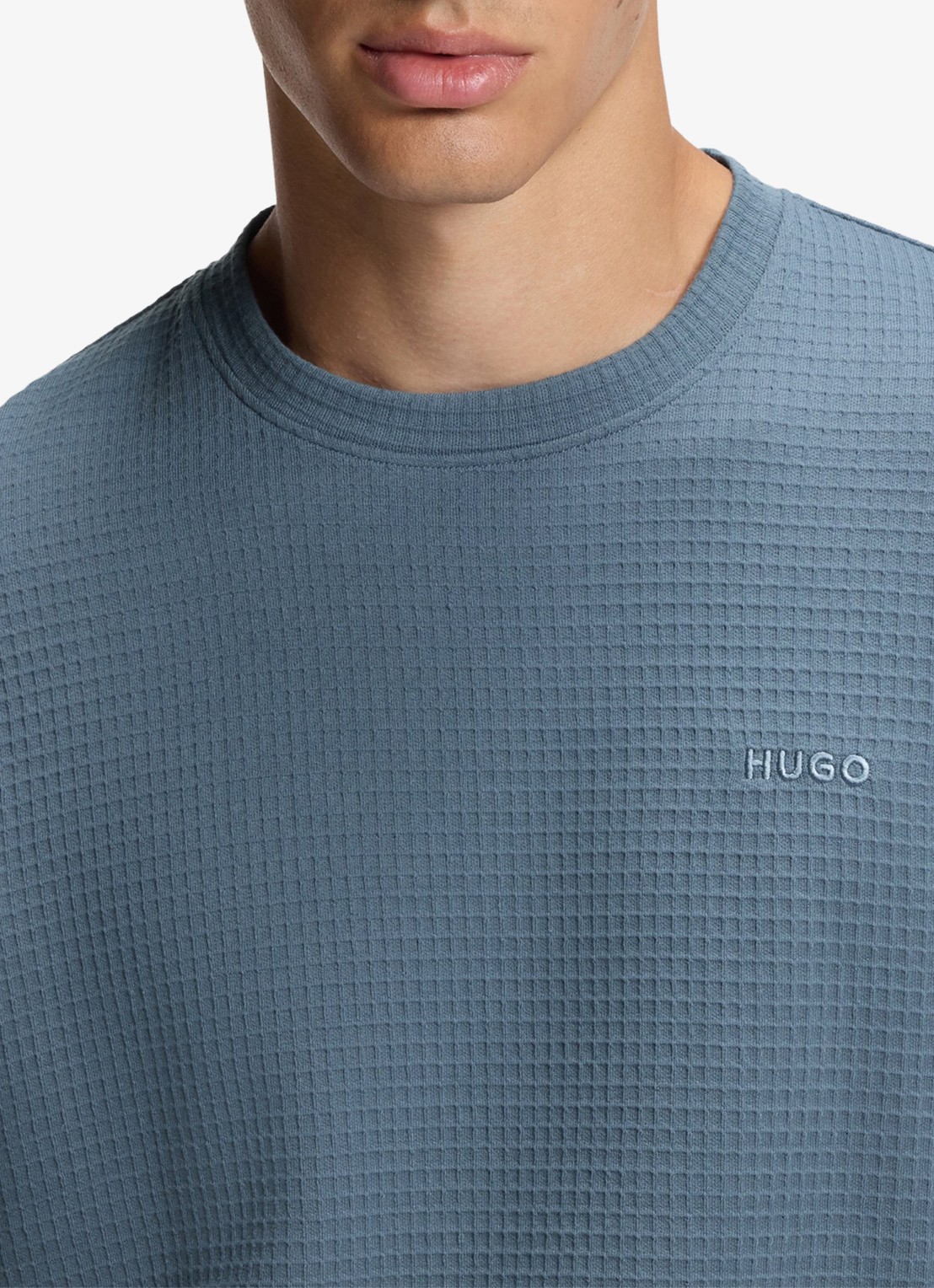 HUGO Austin pyjamatop met logo - detail 5 staalblauw