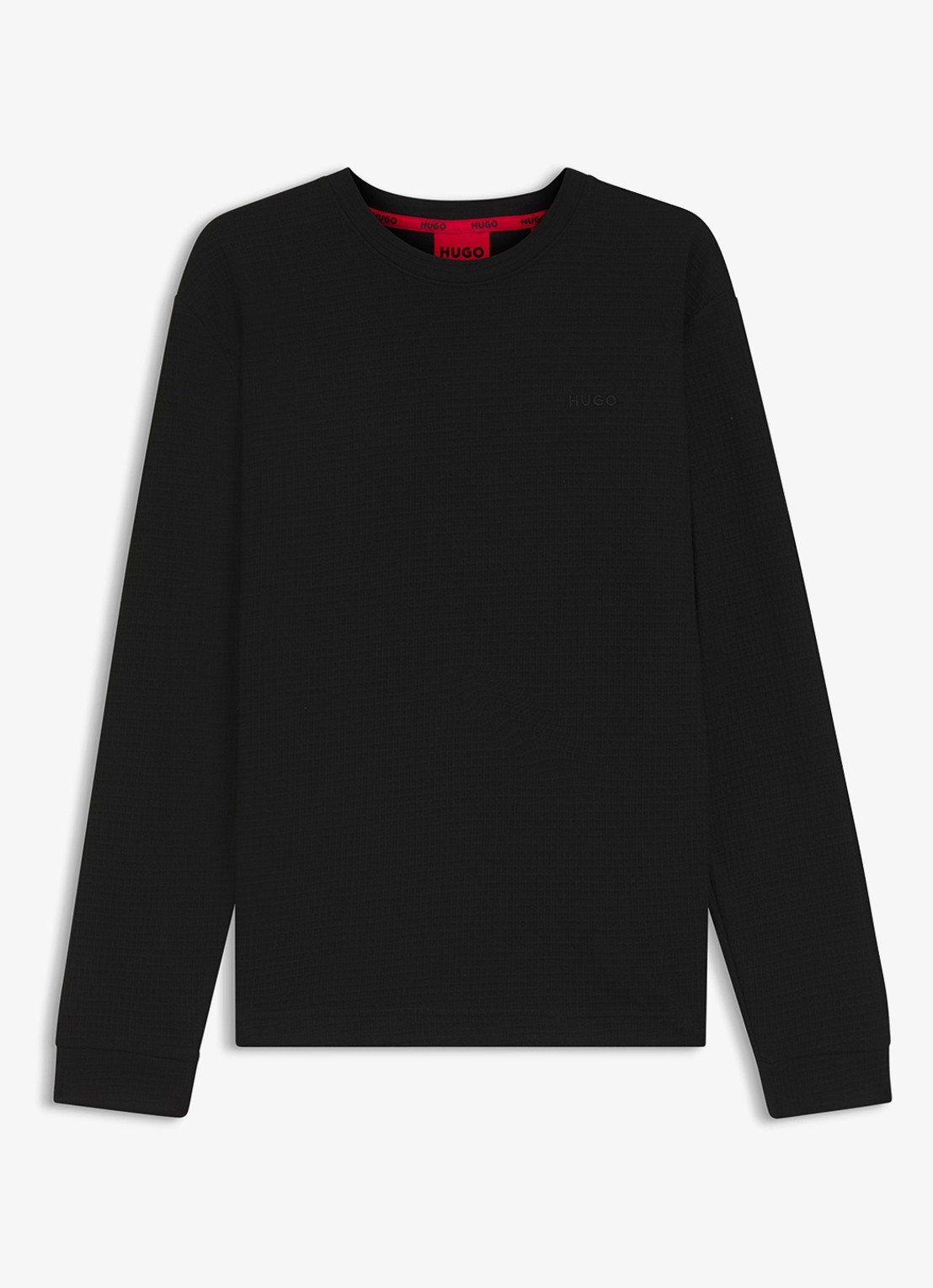 HUGO Austin pyjamatop met logo - voorkant zwart