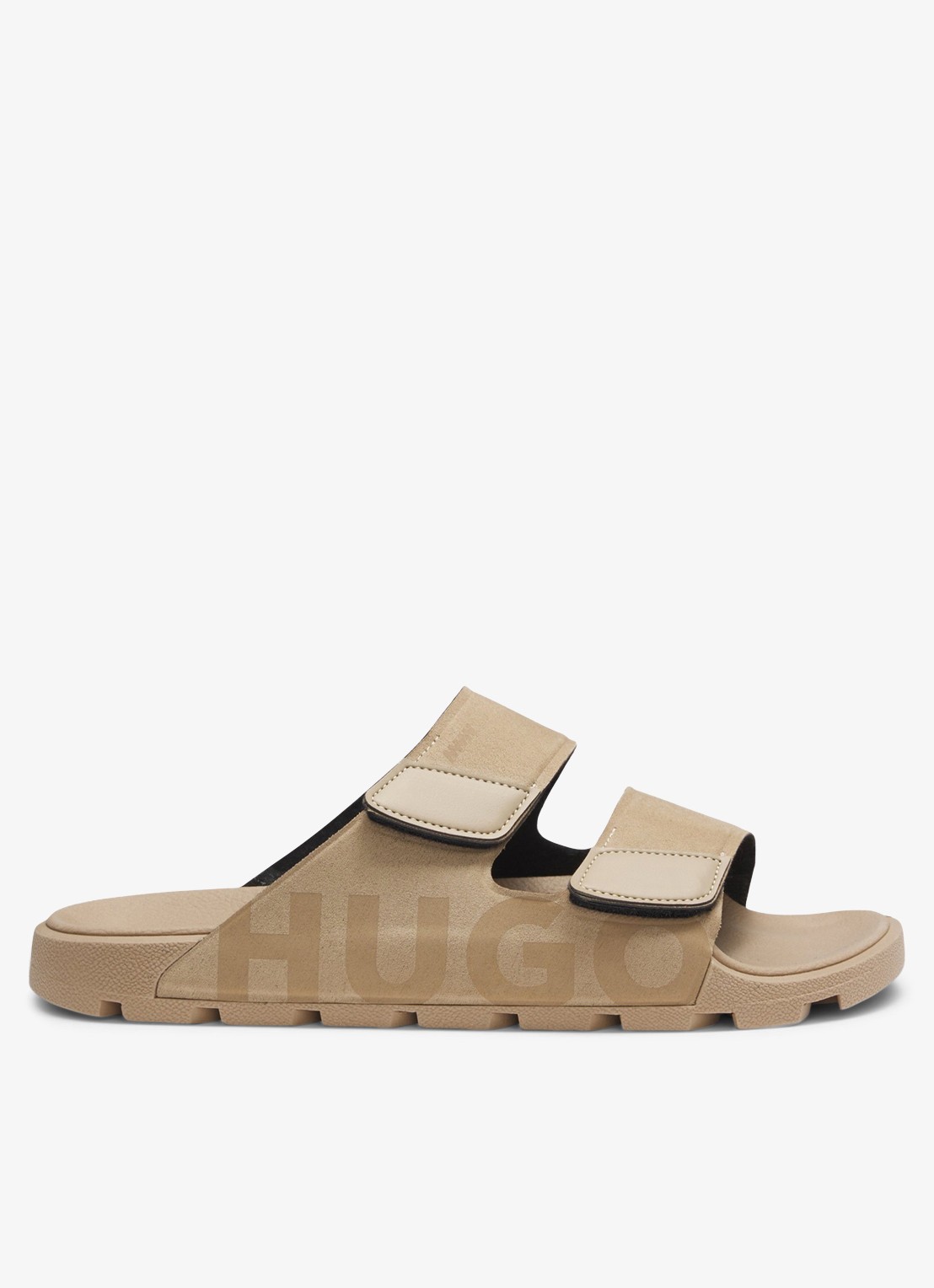 HUGO Badslipper met logo - voorkant beige