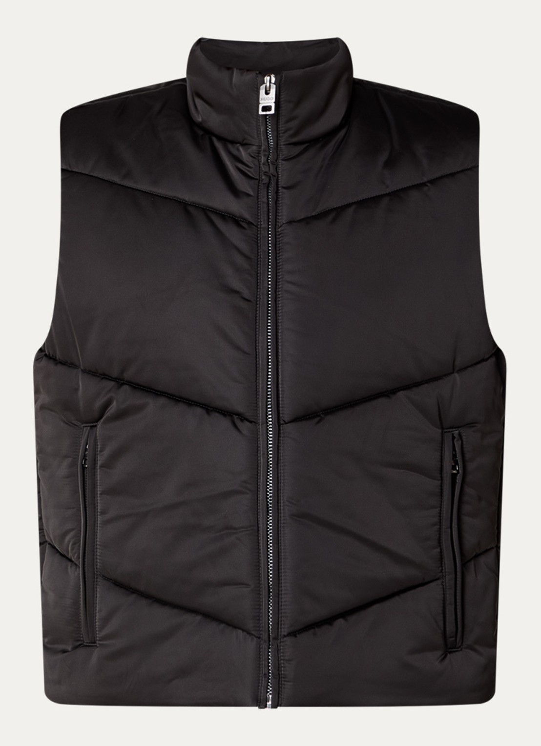 HUGO Berolino2531 gewatteerde bodywarmer met ritszakken - voorkant zwart