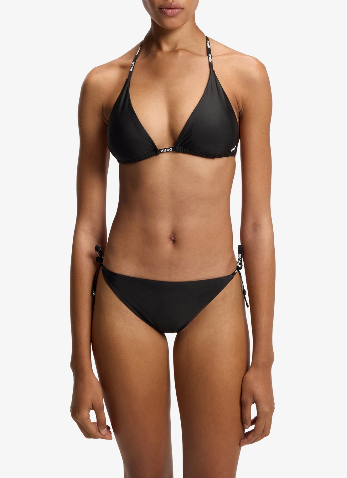 HUGO Bikinislip met logobandjes - voorkant 3 zwart