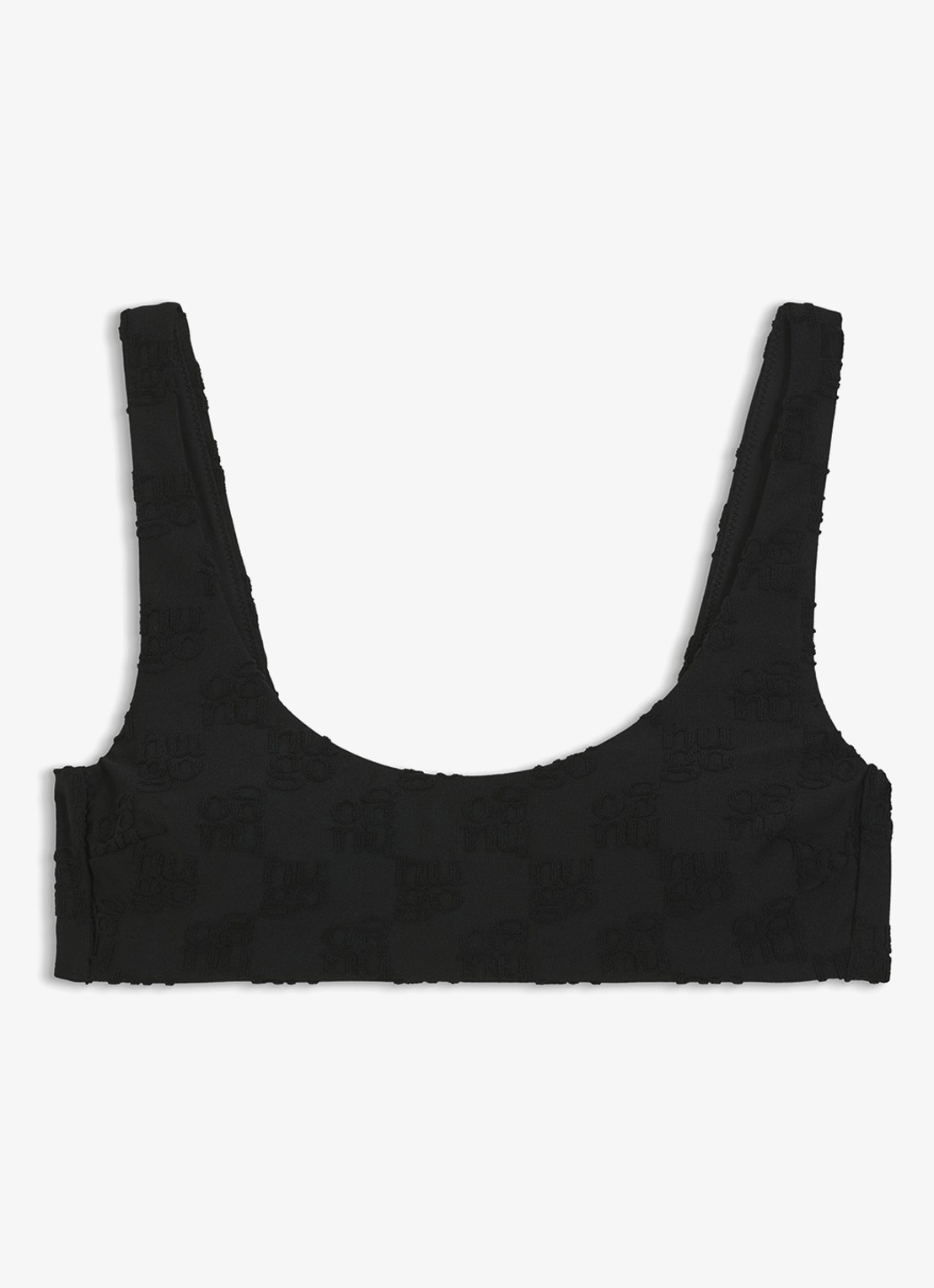 HUGO Bikinitop met logoborduring en uitneembare vulling - voorkant black-001 / zwart