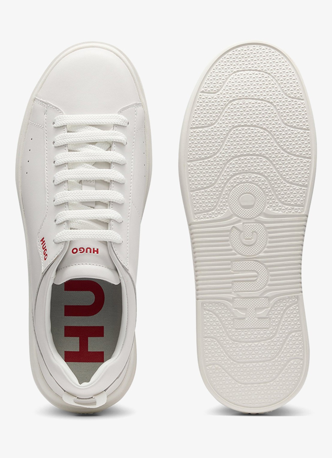 HUGO Blake sneaker van leer  - detail 3 gebroken wit