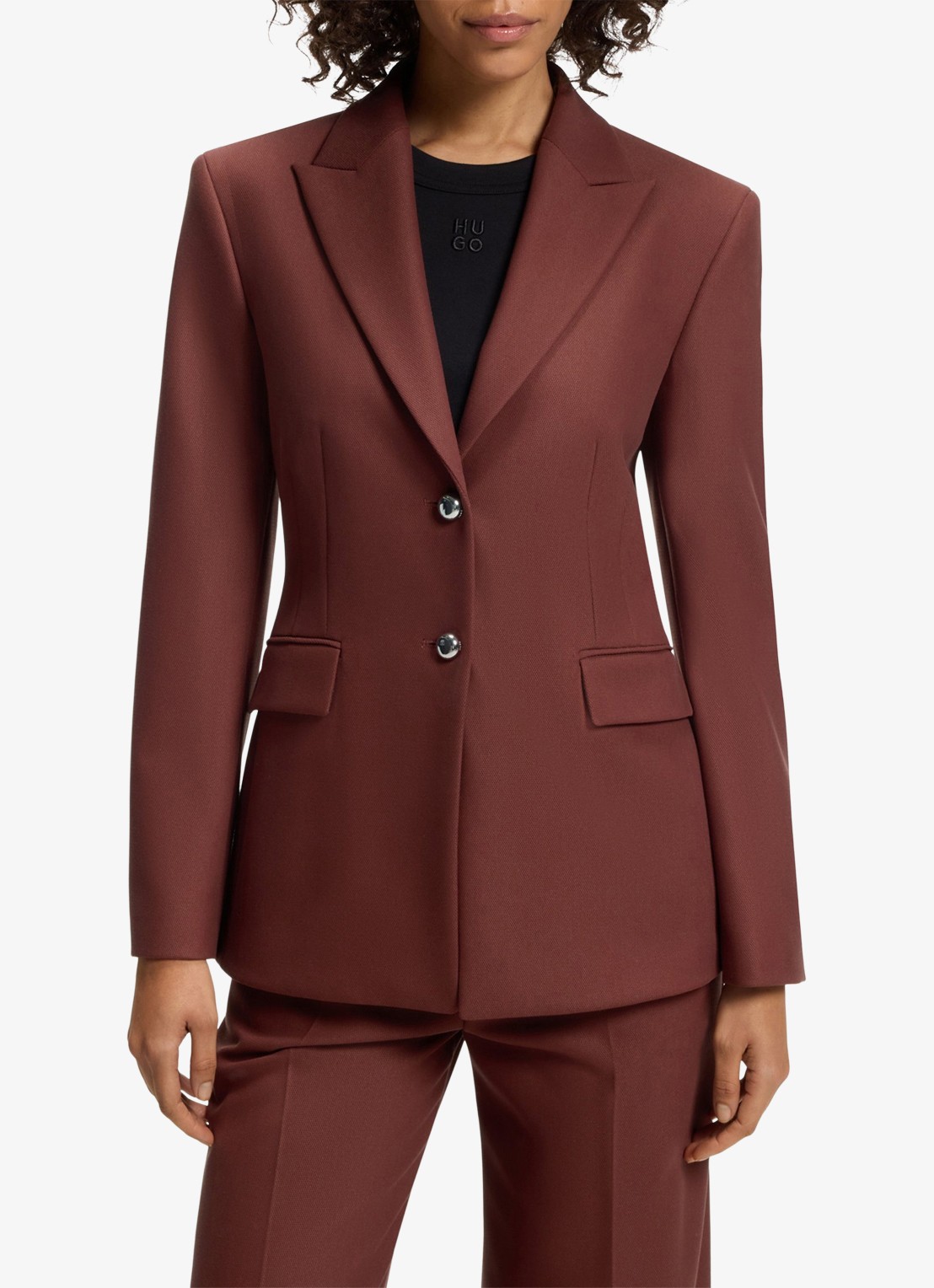 HUGO Blazer met klepzakken - detail bruin