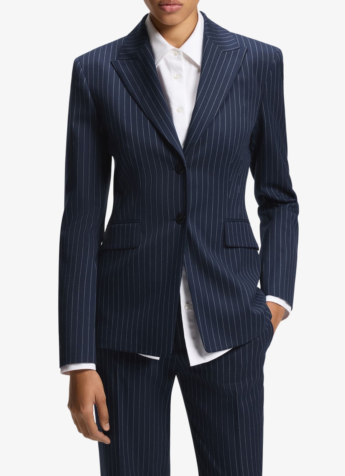HUGO Blazer met krijtstreep en klepzakken - detail 4 donkerblauw