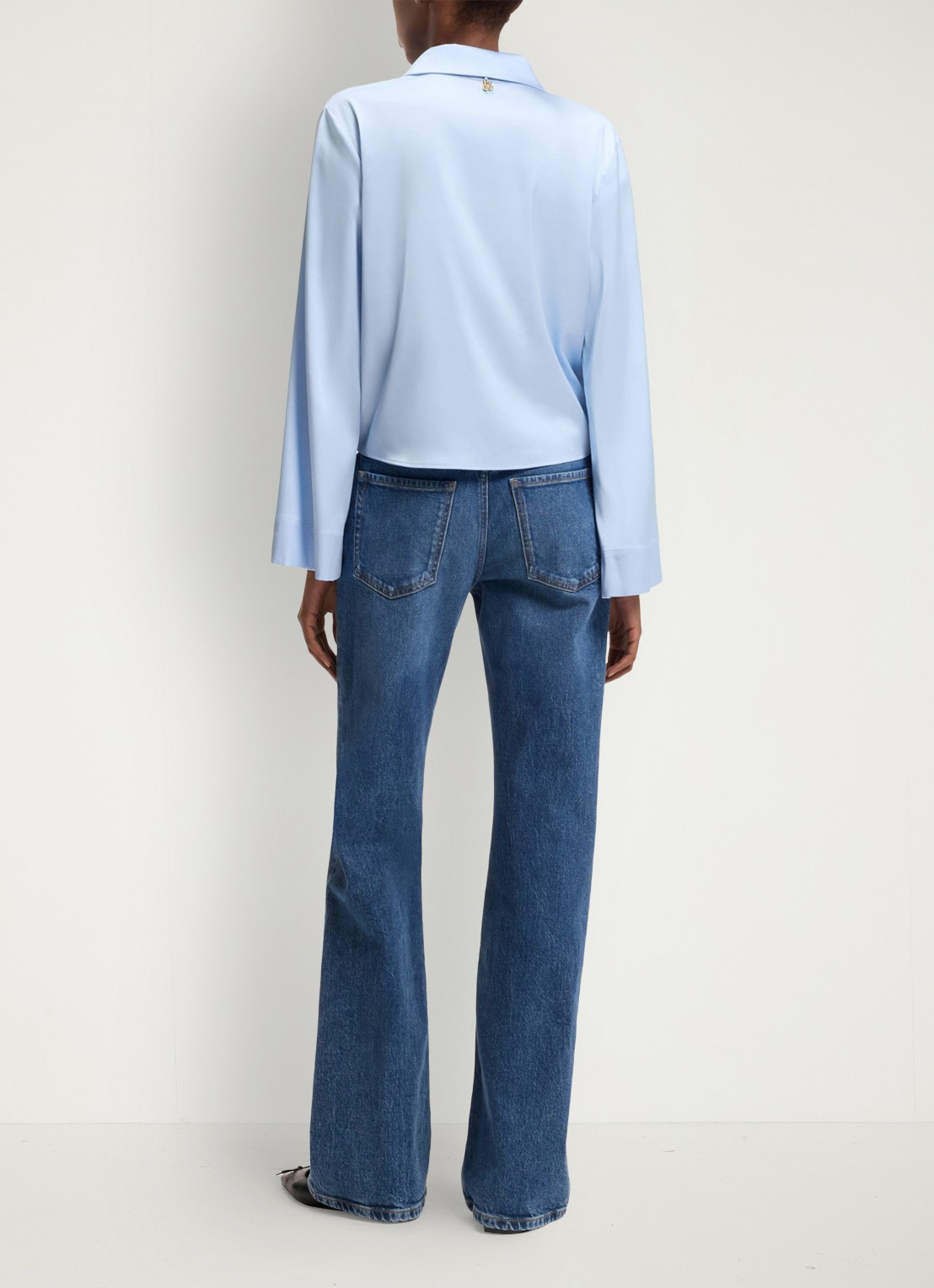 HUGO Blouse met geknoopt detail - achterkant open blue-476 / blauw