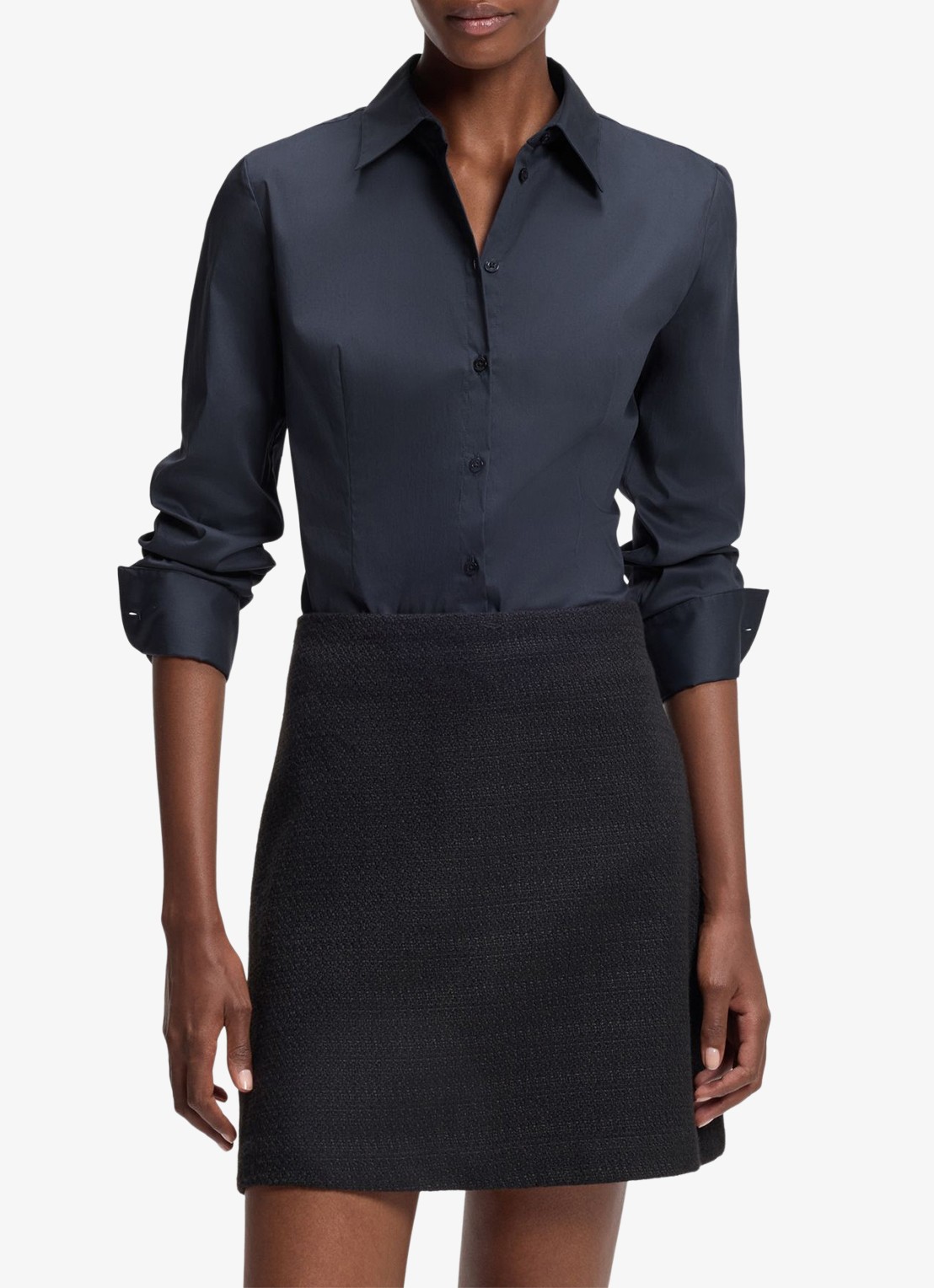 HUGO Blouse met kraag - detail 2 donkerblauw