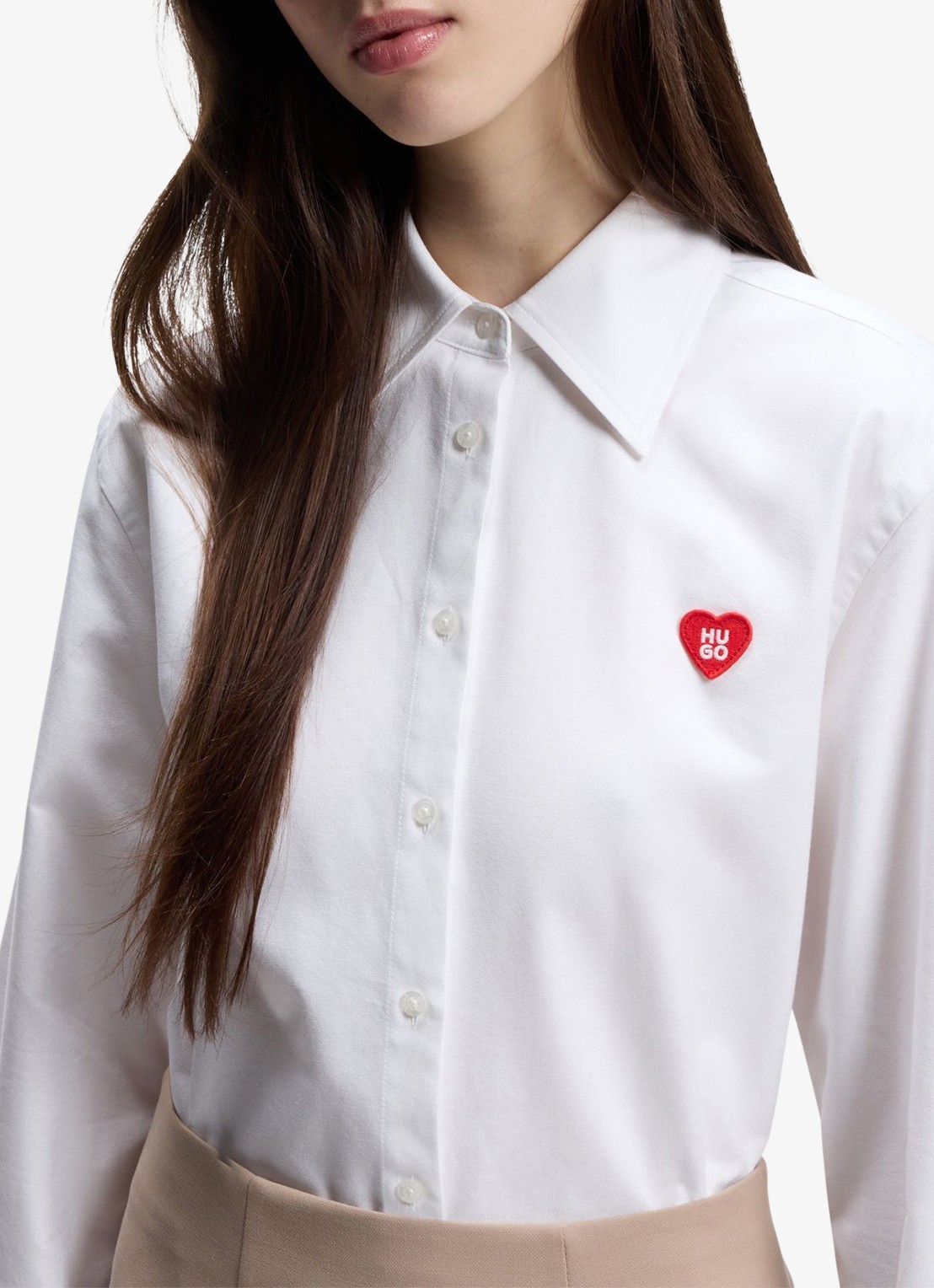 HUGO Blouse met logo - detail 4 wit