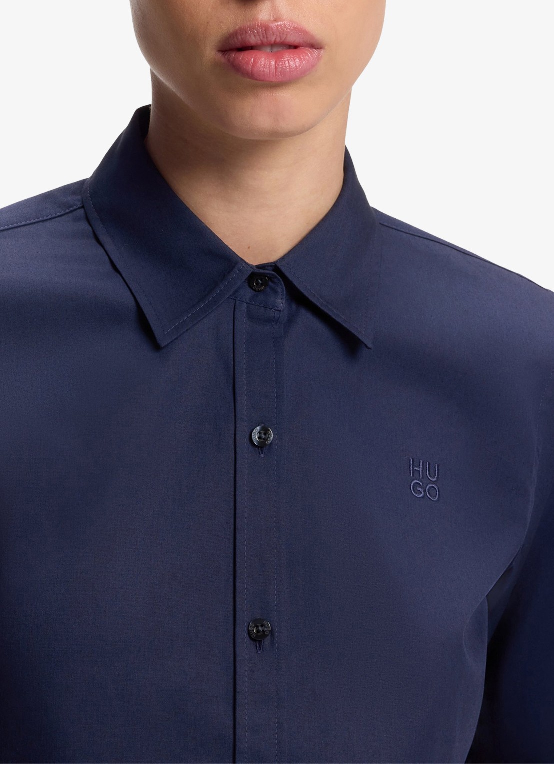HUGO Blouse van katoen - detail 5 donkerblauw