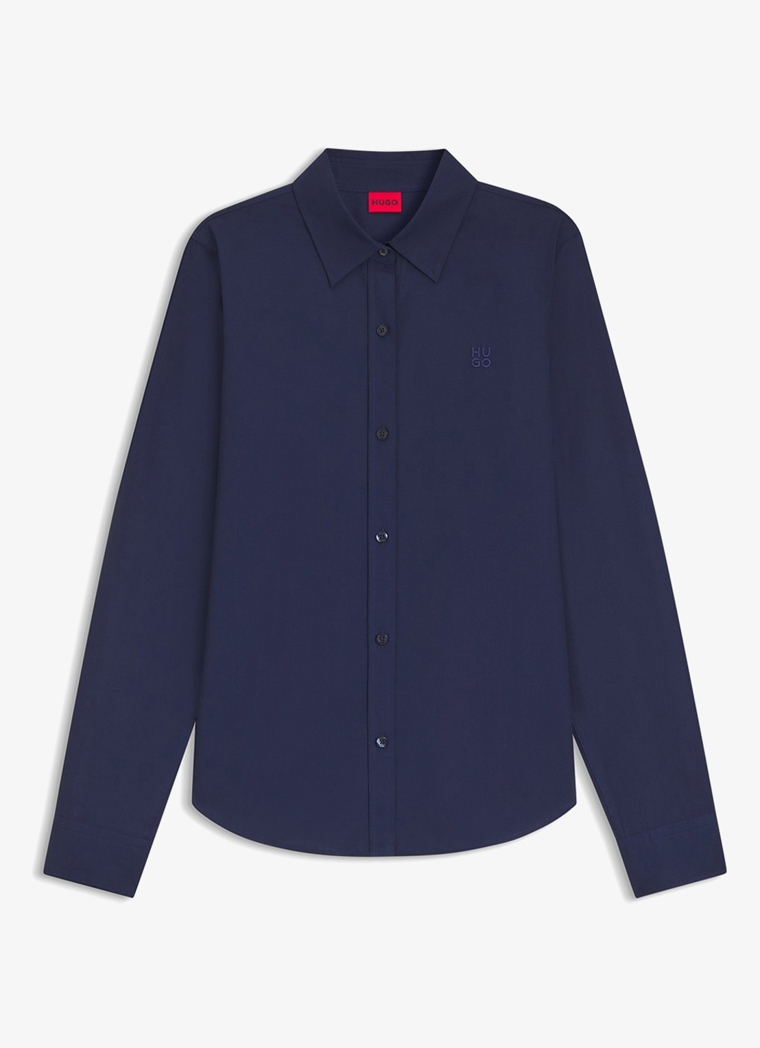 HUGO Blouse van katoen - voorkant donkerblauw