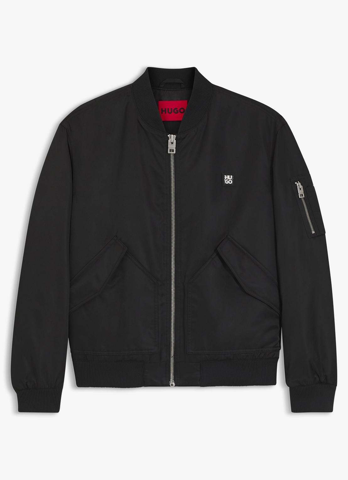 HUGO Bomberjack met logo - voorkant 5 zwart