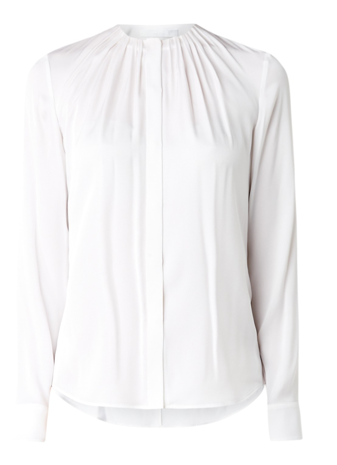 HUGO BOSS Banora blouse van zijde met plooien - voorkant 3 wit